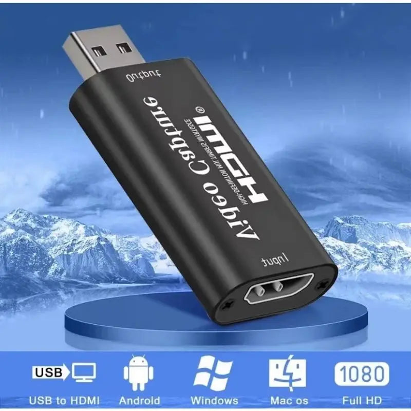 Placa de Captura de Áudio e Vídeo HDMI USB 4K e 1080p: Design Compacto, Leve e Portátil para Alta Qualidade de Captura