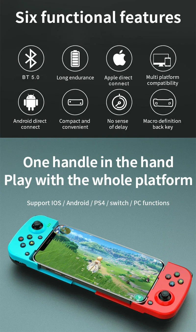 Controlador de jogo extensível sem fio BT 5.0 para celular Android IOS Gamepad Joystick Eat Chicken Gamepad para PS4 Switch PC